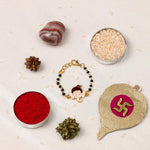 El Regalo 1PC Cute Kids Nazaria Rakhi for Little Brother - Kids Chrams Nazaria Rakhis for Babies/Toddlers with Roli Chawal, Rakhi Message Card in Rakhi Gift Box (Bal Ganesha Nazaria)