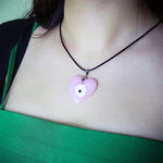 El Regalo 1 PC Big Pink Evil Eye Pendant Necklace for Girls & Women - Turkish Evil Eye Big Leather Rope Necklace (Heart Evil Eye)