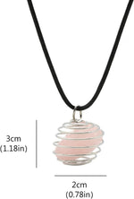 El Regalo 1 PC Healing Crystal Chakra Stone Necklace Gemstone Beads Round Iron Spiral Bead Cage Pendants Jewelry for Girls & Women (Rose Quartz)
