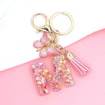 El Regalo Personalized Name Initials Butterfly Charm Keychain - Custom Letter Keyring with Pink Tassel & Butterfly Pendant, Purse, Bag, Backpack Accessory (M Letter)