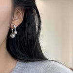 El Regalo Grey Pearl Front Back Ear Jackets Studs - Premium Silver-Plated Pearl Earrings