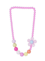El Regalo Kids Girls Flower Necklace & Bracelet Jewelry Set- Girl Beaded Necklace Bracelet Colorful Kids Play Jewelry Princess Costume Jewelry (Pink)