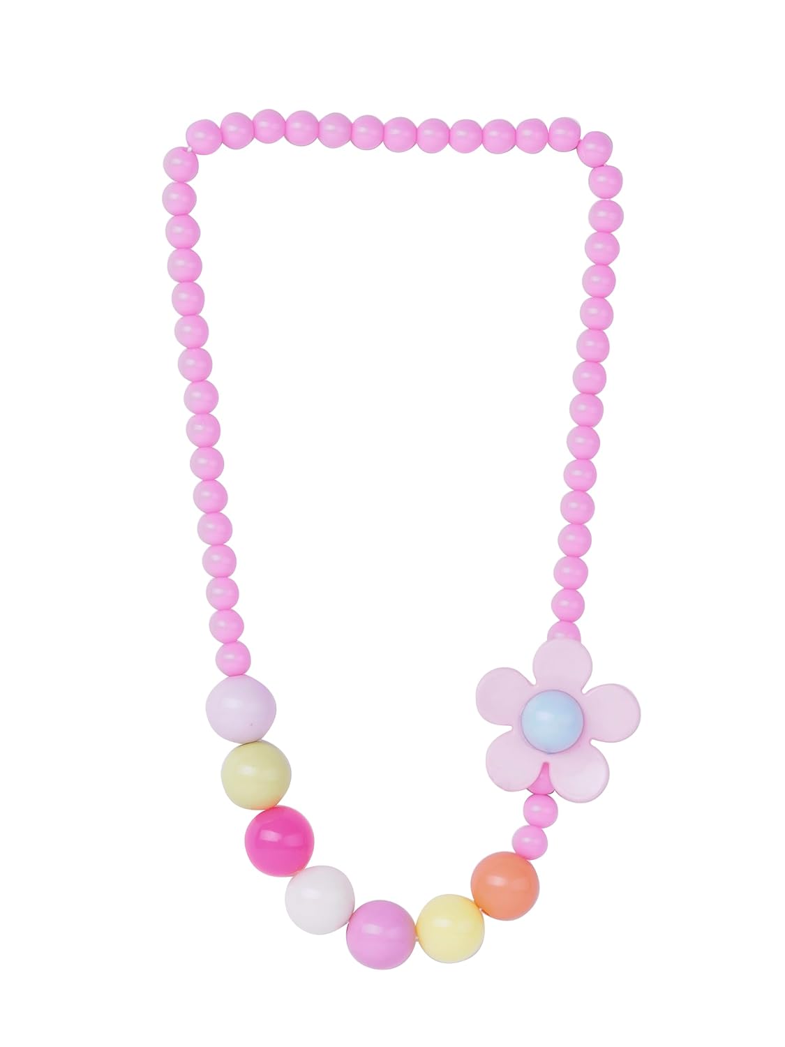 El Regalo Kids Girls Flower Necklace & Bracelet Jewelry Set- Girl Beaded Necklace Bracelet Colorful Kids Play Jewelry Princess Costume Jewelry (Pink)