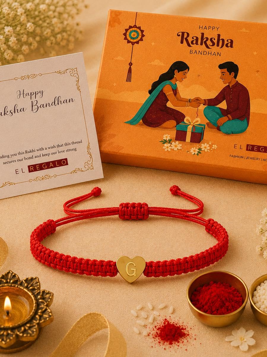 El Regalo Red Ethnic Rakhi Dori Unisex Rakhi-Adults - G letter