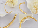 El Regalo Waterproof Stainless Steel Bamboo Style Open Cuff Bracelet for Girls/Women (For Small Wrists)- Valentines Day Gift for Her (Gold)