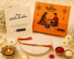 El Regalo 1PC Traditional Rakhi for Brother with Roli Chawal & Message Card | Designer Rakshabandhan Thread with OM, Shree Ram, Ganesha, Krishna Charms | Rakhi Gift Box Included (OM)