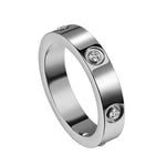El Regalo Fashion Classic Titanium Steel Women Stacking Ring- Anti Tarnish/Waterproof Cubic Zirconia Stainless Steel Promise Ring for Girls & Women (Silver, 8)