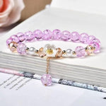 El Regalo 4PCs Cute Flower Bracelets- Shiny & Colorful Flower Charm Bracelets Set- Handmade Crystal Beaded Daisy Bracelets for Women Girls (Colors Option-2)