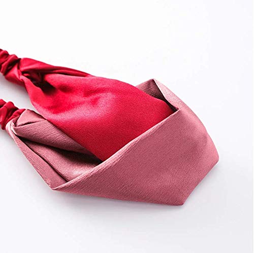 El Regalo Fashion Double Color Splicing Satin Wide Border Criss Cross Knotted Belt Retro Elastic Hair Band for Girls & Women (Red)