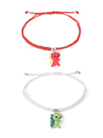 El Regalo 2PCs Cute Kids Dinosaur Bracelets Rakhi Combo for Brother with Roli Chawal, Rakhi Message Card in Rakhi Gift Box (Orange, Green)