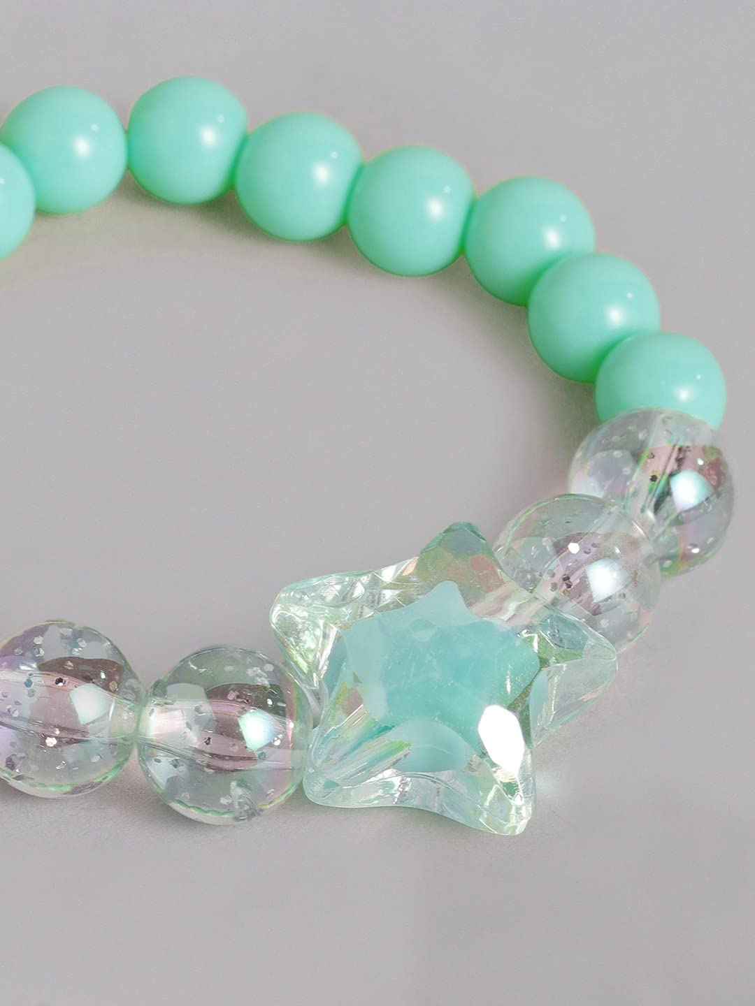 El Regalo 1 Pair Girls Kids Colorful Jewelry Sets | Colorful Princess Star/Mermaid Beaded Necklace & Bracelet Sets, Princess Necklace Bracelet Set for Girls (Grassy Green Shell Jewelry Set)