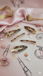 El Regalo 5-Piece Premium Acrylic Resin Hair Clip Set - Trendy Tortoise Shell & Marble Geometric Barrettes | Non-Slip Alligator Clips & Luxury Hair Pins for Women & Girls | Stylish Hair Accessories