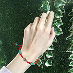 El Regalo Lucky Kabbalah Blue Turkish Evil Eye Red Macrame Thread Rakhi for Your Brother's Protection from Buri Nazar (Hamsa Turquoise Evil Eye)