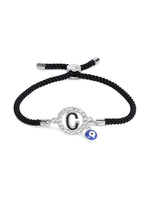 El Regalo Name Initials Evil Eye Bracelet Rakhi for Brother- Name Letter CZ Rakhi with Roli Chawal, Message Card in Rakshabandhan Box for Bhai (Black-C)