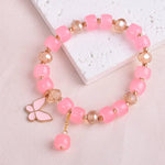 El Regalo 2 PCs Butterfly Crystal Beads Tassel Bracelet With Cute Enamel Butterfly Charms for Girls/Teens/Women (Color Option-1)