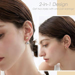 El Regalo Tiny Two Tone Teardrop Stud Earrings for Girls & Women- 2-in-1 Gold Silver Front Back Oval Bean Dangle Earrings