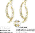 El Regalo Women's & Girl's Cross Curved Earrings, Curved Stick Front Back Linear Drop Hypoallergenic Earrings (Mesh Golden)