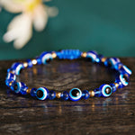 El Regalo 1 PC Evil Eye with Crystals Beads Adjustable Unisex Bracelet for Girls/Boys/Men/Women (Blue)