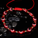 El Regalo 1 PC Evil Eye with Crystals Beads Adjustable Unisex Bracelet for Girls/Boys/Men/Women (Red)