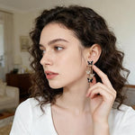 El Regalo Cute 3D Crystal Butterfly Tassel Earrings for Women & Girls | 18K Gold Plated Long Hanging Drop Linear Earrings | Elegant Korean Aesthetic Western Party Jewelry (Black)