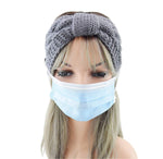 El Regalo Knitted Winter Twist Warm Wool Headband with Buttons for Face Mask Cover for Unisex (Grey)