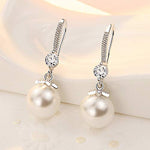 El Regalo Beautiful Rhodium Plated Tiny Pearl Drop Earring for Women and Girls (Pearl Shell Hoop)