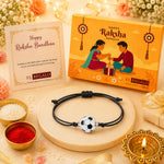 El Regalo 1PC Sports Balls Bracelet Rakhi for for Brother- Rakhi for Sports Lover Bhai with Roli-Chawal Shagun, Message Card in Gift Box for Kids/Adults (Soccer Ball)