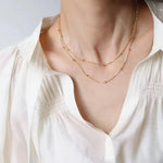 El Regalo Stainless Steel Double Layers Satellite Beads Chain Necklace- Anti Tarnish, Waterproof Golden Beads Station Chain Necklace for Women Girls
