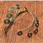 El Regalo Women's 1 Pc Oxidized Vintage Spiral Armlet In Antique Finish- Filigree Adjustable Spiral Brass Arm Cuff Bracelet (Antique Golden)