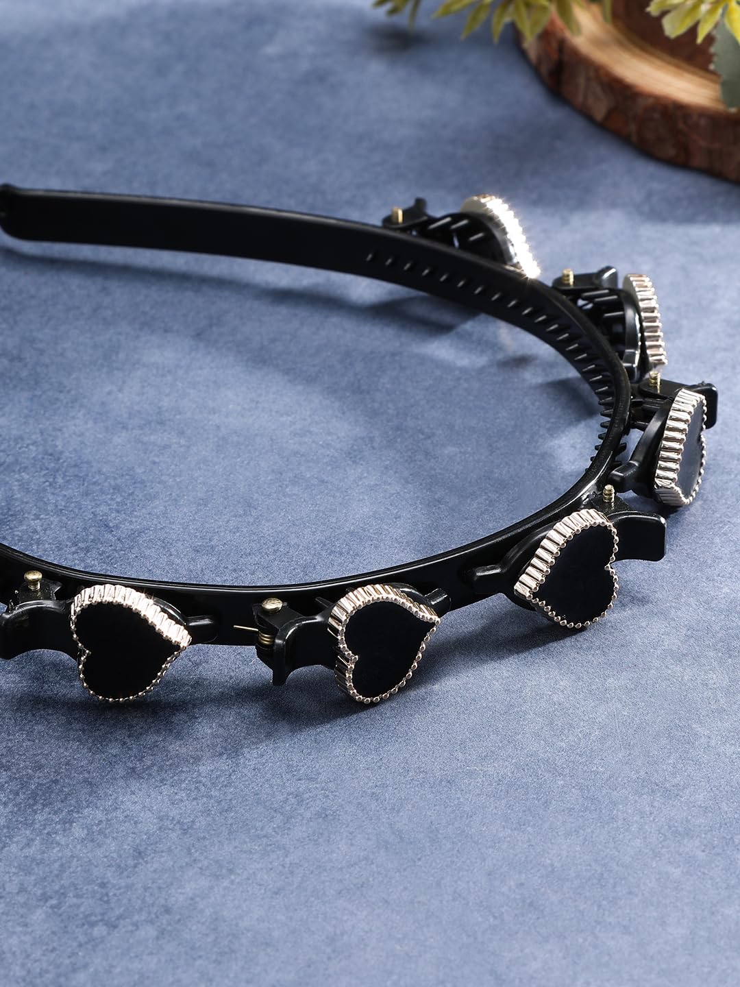 El Regalo 1PC Hair Hoop Clips Hair Comb Hairband Headband - Butterfly, Heart Hairbands-Sturdy DIY Women Braids Headwear for Girls & Women (Black Heart)