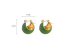 El Regalo Chunky 18K Gold Plated Enamel Hoop Earrings for Women & Girls | Elegant Bold Teardrop Huggie Hoops | Fancy Western Statement Jewellery | Glossy Curved Design for Casual Wear, Office & Party (Emerald Forest Green)