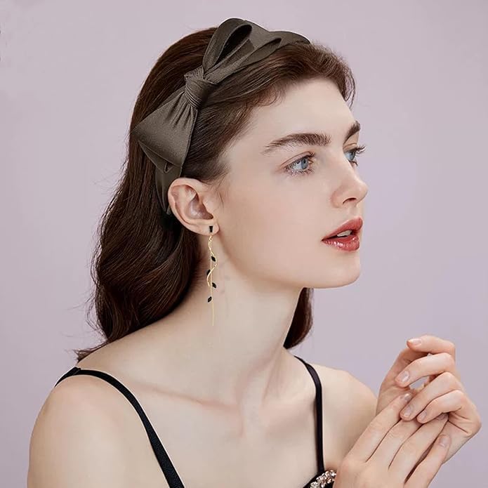 El Regalo Long Copper Zirconia Rhinestone Leaf Drop Dangle Earrings for Women | Korean Style Vine Fringe Earrings | Classy Party, Wedding & Casual Earrings Jewelry (Black)