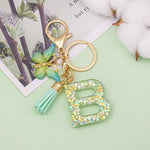 El Regalo Personalized Name Initials Butterfly Charm Keychain - Name Letters Keyring with Green Butterfly & Stars Filled Resin & Tassel Pendant, Purse, Bag, Backpack Accessory (Letter B)