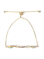 El Regalo CZ Red & Yellow Evil Eye Adjustable Bracelet for Girls & Women- Cubic Zirconia Evil Eye Statement Bracelet