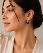 El Regalo Elegant & Graceful Aquamarine Austrian Crystal Earrings for Girls & Women- Sparkly Austrian Crystal Disco Ball Earrings (Indigo Blue)