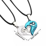 El Regalo 2PCs Stainless Steel Love Heart CZ I Love You Puzzle Matching Couple Pendant Necklaces- Anti Tarnish Best Friend Heart Necklaces for Girls/Boys/Men/Women/Besties (Silver & Blue Hearts)