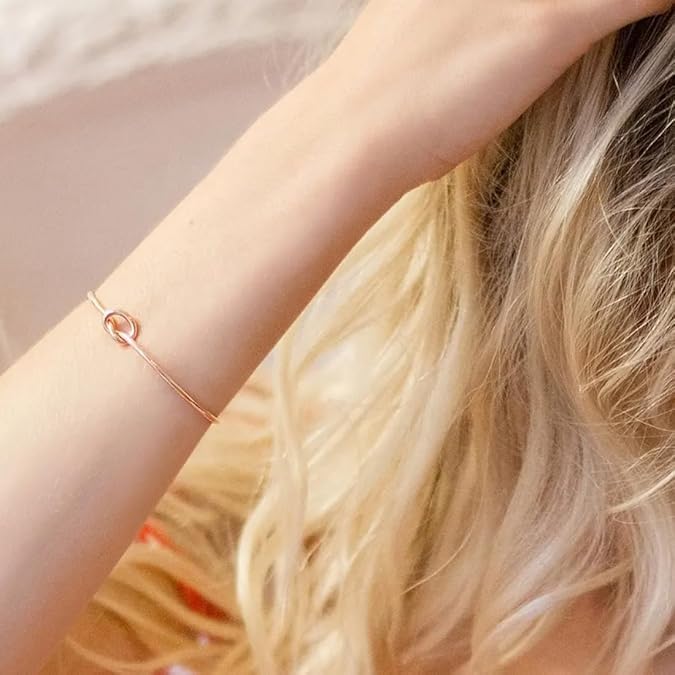 El Regalo Stainless Steel Forever Love Knot Infinity Cuff Bracelets for Girl & Women- Waterproof Infinity Knot Adjustable Bracelet (Rose Gold)