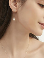 El Regalo Minimalist Pearl Tassel Earrings for Women | Elegant Chain Drop Earrings | Indo Western Style Dangle Pearl Earrings (Style-2)