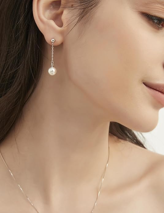 El Regalo Minimalist Pearl Tassel Earrings for Women | Elegant Chain Drop Earrings | Indo Western Style Dangle Pearl Earrings (Style-2)
