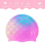 El Regalo 2 PCs Kids Swimming Caps Set- Silicone Swimming Hat for Girls Boys Waterproof Bathing Caps for Long & Short Hair with Unicorn, Astronaut, Heart, Fairy Mermaid (Unicorn & Mermaid)