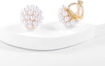 El Regalo Clip-On Pearl Earrings for Women - Vintage Style Non-Pierced Elegant Stud Earrings with Simulated Pearl Cluster - Comfortable & Secure Fake Earrings
