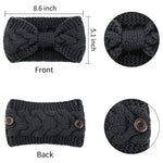 El Regalo 1 PC Knitted Winter Woolen Warm Headband with Buttons for Face Mask Cover | Cold Weather Hair Accessories Head Wrap | Criss Cross Bow Winter Headbands for Girls/Teens/Women (Black)