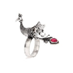 El Regalo Vintage Retro Adjustable Big Cocktail Finger Rings for Girls & Women (Peacock)