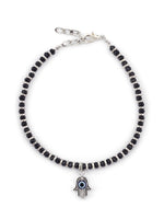 El Regalo 1 Leg Evil Eye Hamsa Hand Black Beads Nazaria Anklets Set- 1 PC Evil Eye Fashion Anklet for Women & Girls (Hamsa Hand Anklet)