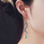 El Regalo Retro Imitation Turquoise Feather Vintage Tassel Earrings for Women- Gypsy Earrings Hippie Chic Boho Spiral Feather Earrings