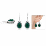 El Regalo Small Vintage Teardrop Earrings for Girls & Women- Elegant Filigree Carved Boho Dangle Earrings, Cut Stone Drop Earrings, Jewelry Gift (Green)