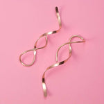 El Regalo Western Spiral Twisted Threader Earrings for Girls & Women- Stainless Steel/Anti-Tarnish Drop Dangle Handmade Twisted Linear Curved Minimal Everyday Earrings (Gold)