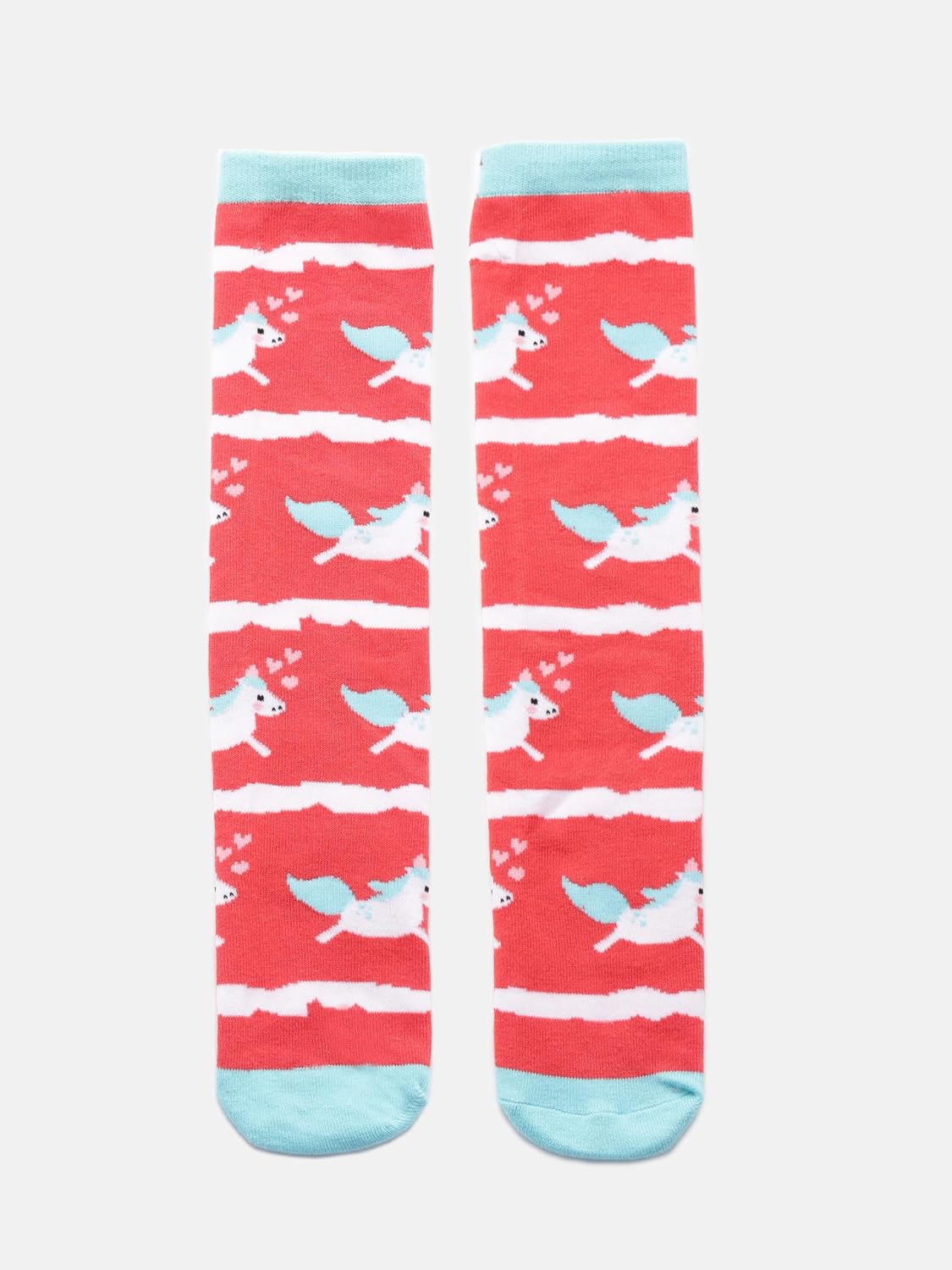 El Regalo 1 Pair Cute & Soft Fun Cartoon Animal Printed Funky Socks for Kids/Cute Animal Cartoon Print Lovely Combed Cotton High Knee Socks (3-8 Years) (Red Unicorn)