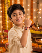 El Regalo 1PC Superhero Kids Rakhi- Fun Kids Bracelet Rakhi with Roli Chawal, Rakhi Message Card in Rakhi Gift Box for Little Bro/Sister/Niece or Nephew (Deadpool Red Rakhi)