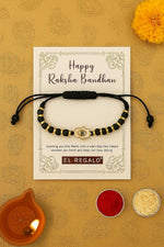 El Regalo Elegant Evil Eye/Hamsa Hand Rakhi for Brother- Beautiful Bracelet Rakhi for Bhai with Roli Chanwal, Message Card in Rakshabandhan Box (Hamsa Hand)